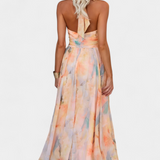 Robe Alaia à Imprimé Aquarelle avec Col Halter