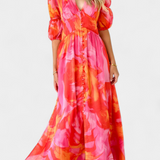 Robe Maxi Essja avec Manches Bouffantes et Décolleté en V