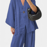 Ensemble Top à Col V Oversized Eli et Pantalons Droits