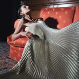 Robe A-Line Sans Manches Andreia avec Plis