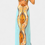 Robe Sytella Cut-Out avec Imprimé Abstrait et Dos Nu