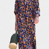 Robe Teodora Rétro avec Décolleté en V et Manches Bouffantes