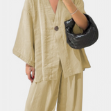 Ensemble Top à Col V Oversized Eli et Pantalons Droits