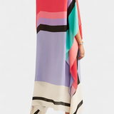 Caftan Géométrique Elenora avec Coupe Ample et Tissu en Maille en Forme de Papillon