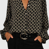Blouse Jemima avec Boutons et Imprimé Géométrique