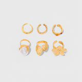 Bague Ouverte en Forme de Fleur avec Perle Liquide