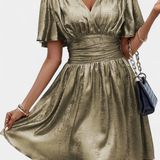 Robe Adalee pour Dames avec Décolleté en V et Taille Croisée