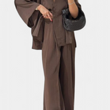 Ensemble Top à Col V Oversized Eli et Pantalons Droits