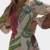 Robe Enveloppante avec Imprimé Floral Fana et Taille Ajustable