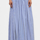 Chemisier à Col Montant Rayé Ippolita et Jupe de Costume Plissée