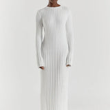 Robe en Tricot Côtelé Darla avec Ceinture