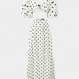 Ensemble Jupe et Top à Pois Sherine avec Manches Bouffantes