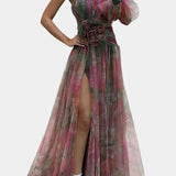Robe Maxi Asymétrique à Une Épaule Amelie avec Imprimé Artistique