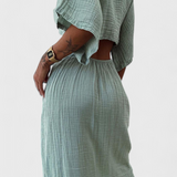 Robe Fluide Myra avec Nœud Frontal et Découpes