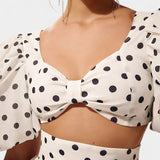 Ensemble Jupe et Top à Pois Sherine avec Manches Bouffantes