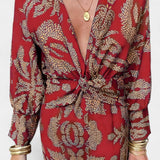 Robe Maxi Elara avec Décolleté en V et Nœud Frontal