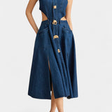 Robe en Jean Sans Manches Alia avec Coupe Moderne
