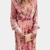 Robe Maxi Florale Boho Amaliya avec Manches Longues et Taille Définie