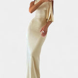 Robe Maxi Drapée Une Épaule Hope