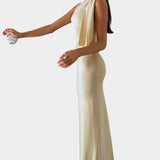 Robe Maxi Drapée Une Épaule Hope