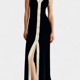 Robe en tricot sans manches Brielle avec décolleté en V et boutons contrastés