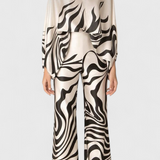 Ensemble de Deux Pièces Sybella avec Top Off-the-Shoulder et Pantalons Amples Imprimés