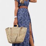 Robe Boho d'Été Anfisa avec Ceinture et Décolleté en V