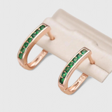 Boucles d'Oreilles en Émeraude et Diamant en Or