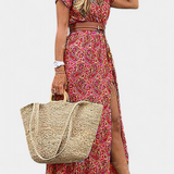 Robe Boho d'Été Anfisa avec Ceinture et Décolleté en V