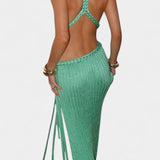 Robe Maxi avec Détail de Taille en Maille Cable Jamie