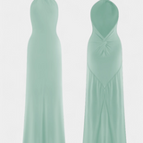 Robe Halter Ajustée Trinity avec Fronces et Dos Nu