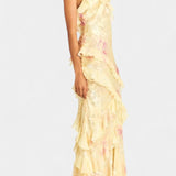 Robe Maxi Cerf avec Volants Floraux