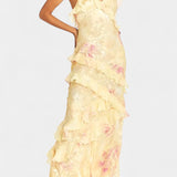 Robe Maxi Cerf avec Volants Floraux