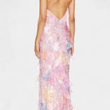 Robe Maxi Cerf avec Volants Floraux