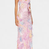 Robe Maxi Cerf avec Volants Floraux