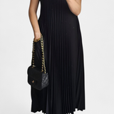 Robe Manuela Sans Manches avec Plis et Taille Haute