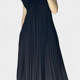 Robe Manuela Sans Manches avec Plis et Taille Haute