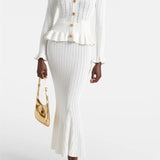 Ensemble de Robe Midi en Maille Raffinée Prudence avec Top Boutonné