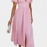 Robe Maxi Mélia avec Décolleté en V et Manches Bouffantes