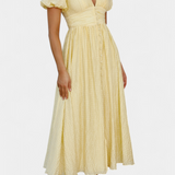 Robe Maxi Mélia avec Décolleté en V et Manches Bouffantes