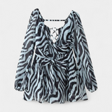 Robe Mini Skylar avec Décolleté en V et Manches Légères