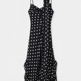 Robe Estefanía Gossamer avec Volants et Pois en Noir et Crème
