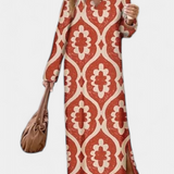 Robe Géométrique Longue Brisa avec Fente Latérale et Décolleté en V