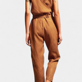 Combinaison Sans Manches Maggie avec Décolleté en V et Taille Croisée en Coton