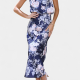 Robe Maxi Florale Lisa avec Col Halter et Taille Élastique