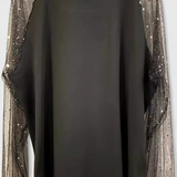 Blouse Florale Élégante avec Manches en Tulle et Accents de Strass