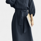 Robe en Lin et Coton Krisbel avec Taille Liée