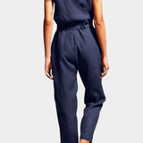 Combinaison Sans Manches Maggie avec Décolleté en V et Taille Croisée en Coton