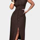Robe Midi Griselda avec Boutons et Taille Ouverte