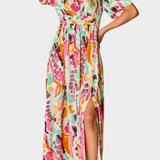 Robe Yuki Boho avec Décolleté en V et Tie-Dye
